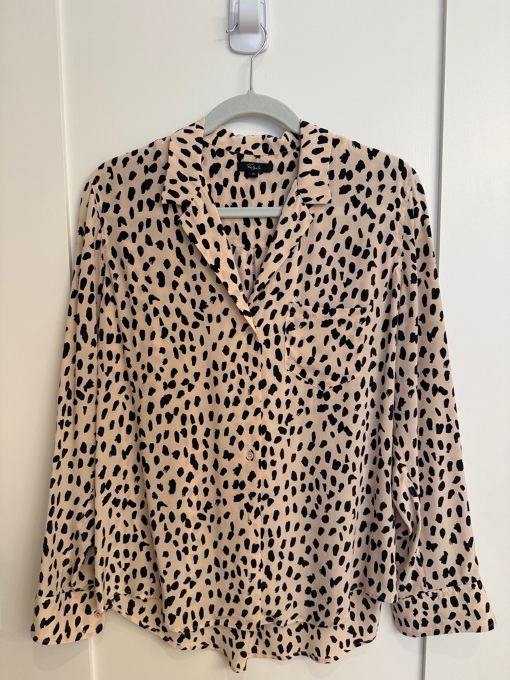 Rails Woven Long-Sleeve Button Front Top in Blush Cheetah